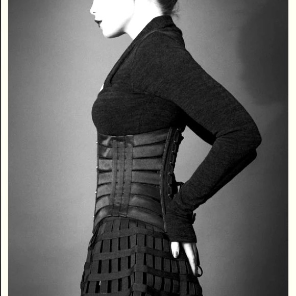 Bound By Darkness Black Ribbon Corset - Picture 3 of 7